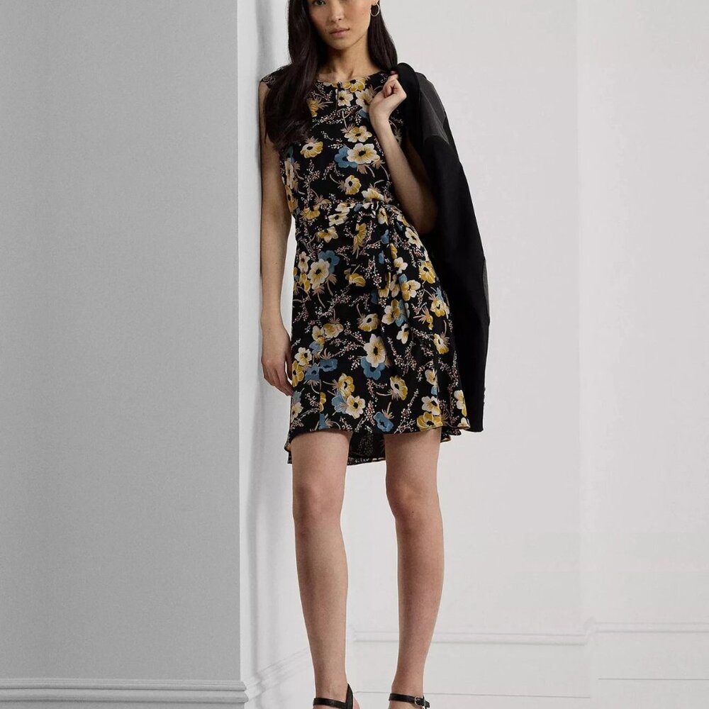 Lauren Ralph Lauren Women’s Floral Bubble Crepe Cap Sleeve Dress Size 8